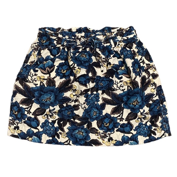 Ann Taylor LOFT Petites Linen-Blend Oversized Floral Mini Skirt Paperbag Waist - Picture 1 of 10